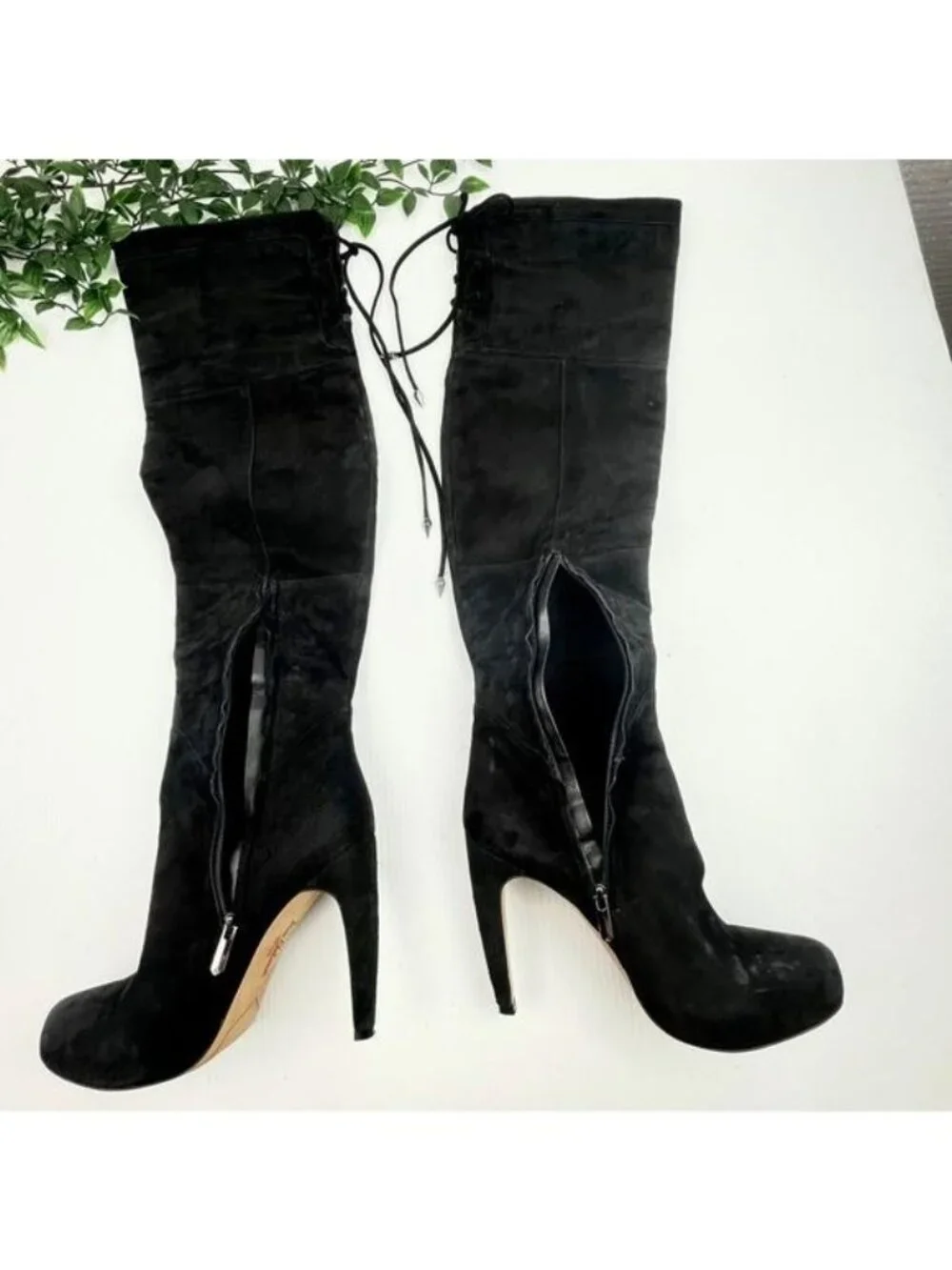 SAM EDELMAN Kayla Over the Knee heeled Suede Black Boot 8
